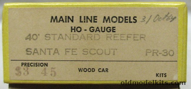 Main Line Models 1/87 40 Foot Standard Reefer Santa Fe Scout Refrigerator Car - HO Scale Craftsman Kit, PR-30 plastic model kit